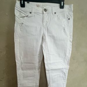 LC Lauren Conrad white raw hem jeans-Size 4